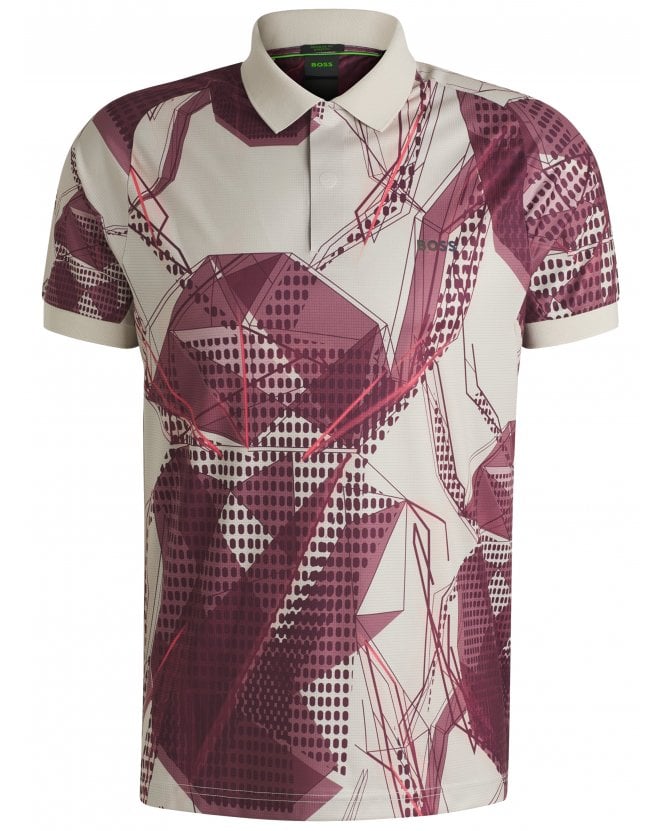 BOSS Mens Paddy Desert Active Polo Shirt Beige/Red