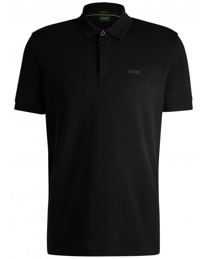 BOSS Mens Paddy Drop Needle Polo Shirt Black