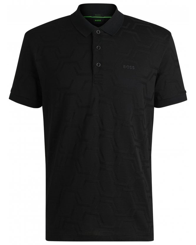 BOSS Mens Paddy Hexa Quilt Polo Shirt Black