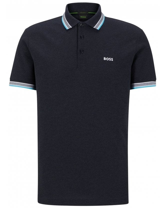 BOSS Mens Paddy Pique Tipped Polo Shirt Navy