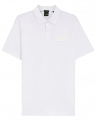 Mens Paddy Structure Logo Patch Polo Shirt - White