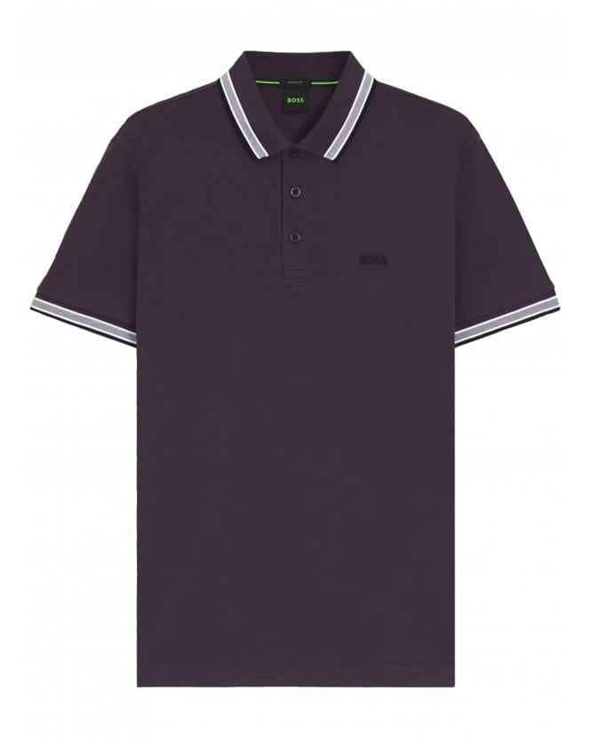 BOSS Mens Paddy Tipped Pique Polo Shirt Plum Purple