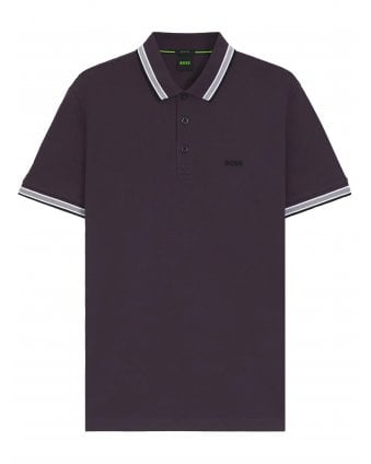 Mens Paddy Tipped Pique Polo Shirt Plum Purple