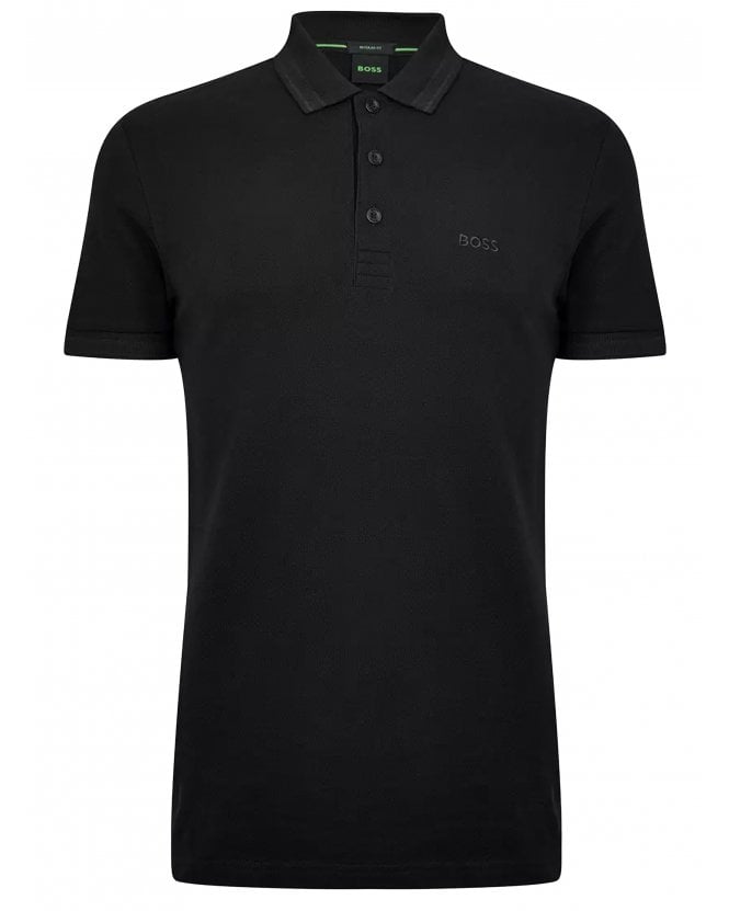 BOSS Mens Paddy Tipped Polo Shirt Black