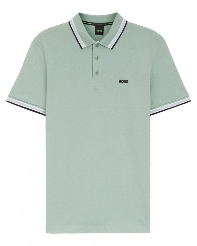 BOSS Mens Paddy Tipped Polo Shirt - Light Green