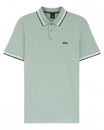 Mens Paddy Tipped Polo Shirt - Light Green
