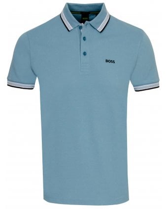 Mens Paddy Tipped Polo Shirt Mid Blue