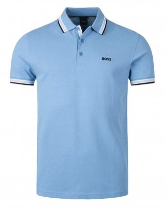 Mens Paddy Tipped Polo Shirt - Open Blue
