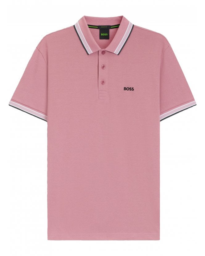 BOSS Mens Paddy Tipped Polo Shirt Pink