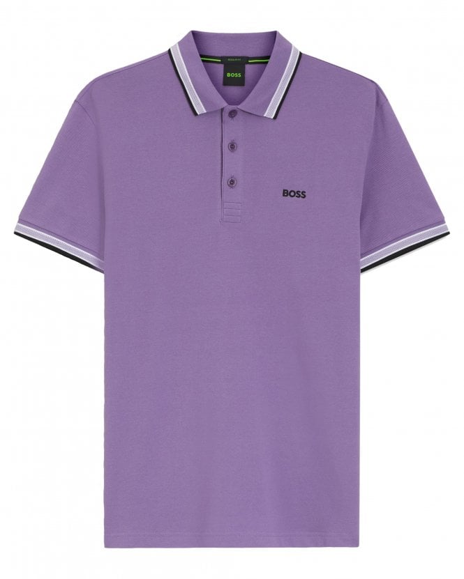 BOSS Mens Paddy Tipped Polo Shirt - Purple