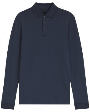 Mens Pado_30 Regular Fit Long Sleeve Polo Shirt - Dark Blue (Open Blue)