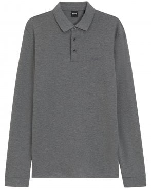 Mens Pado_30 Regular Fit Long Sleeve Polo Shirt - Medium Grey (Charcoal)
