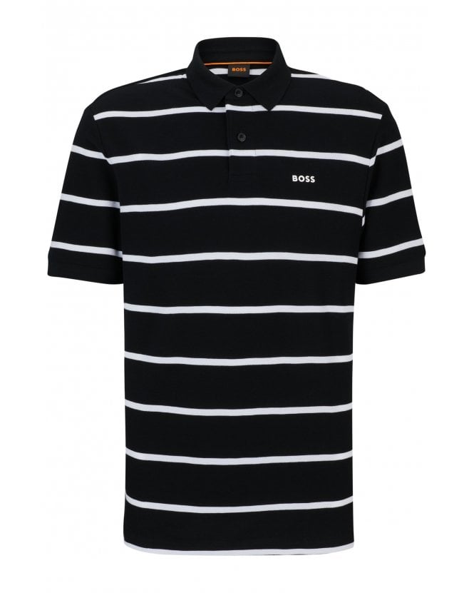 BOSS Mens Pale Stripe Pique Polo Shirt Black