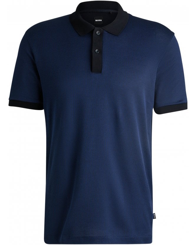 BOSS Mens Parlay-431 Structured Polo Shirt Dark Blue