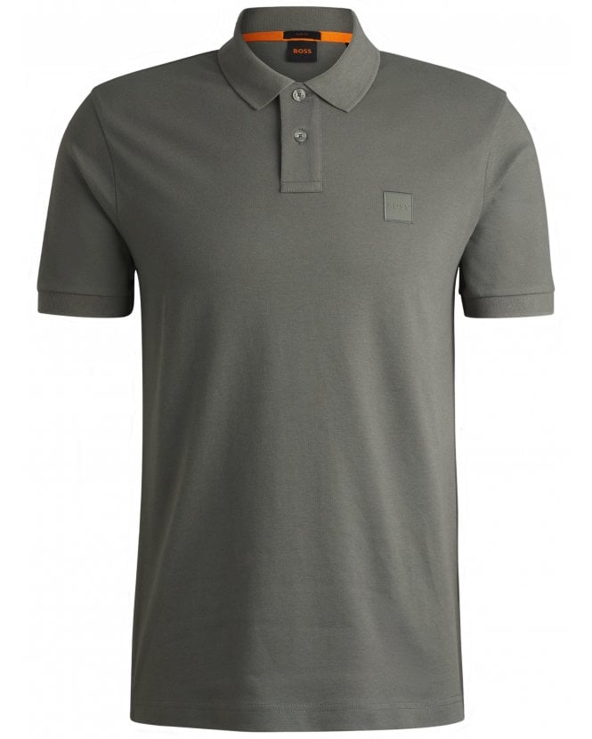 BOSS Mens Passenger Logo Patch Polo Shirt Grey