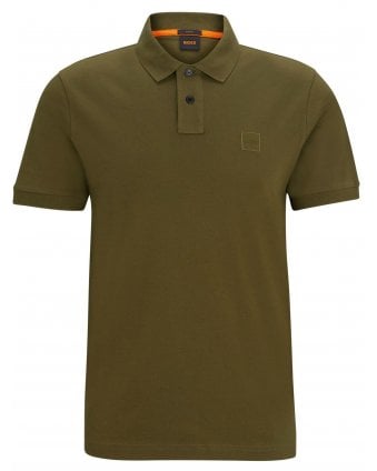 Boss Mens Passenger Logo Patch Polo Shirt Olive Green