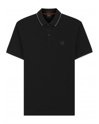 Mens Passertip Pique Tipped Polo Shirt Black