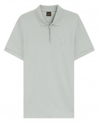Mens Passerzip Slim-Fit Quarter Zip Polo Shirt - Silver (Grey)