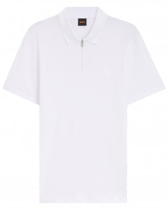  Mens Passerzip Slim Fit Stretch Quarter Zip Polo Shirt - White