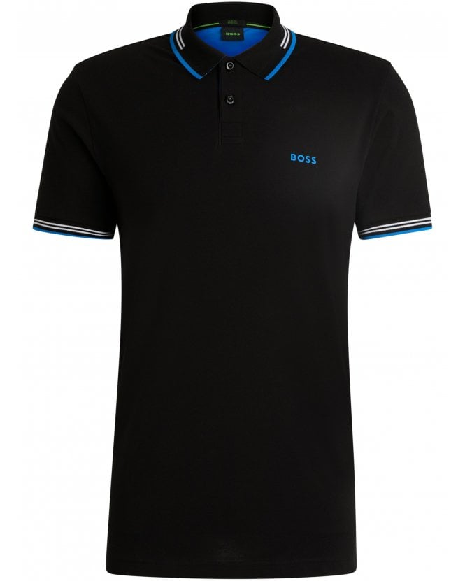 BOSS Mens Paul Tipped Polo Shirt Black