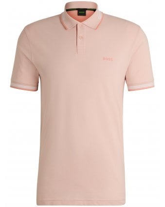 Mens Paul Tipped Polo Shirt Pink/Light Orange