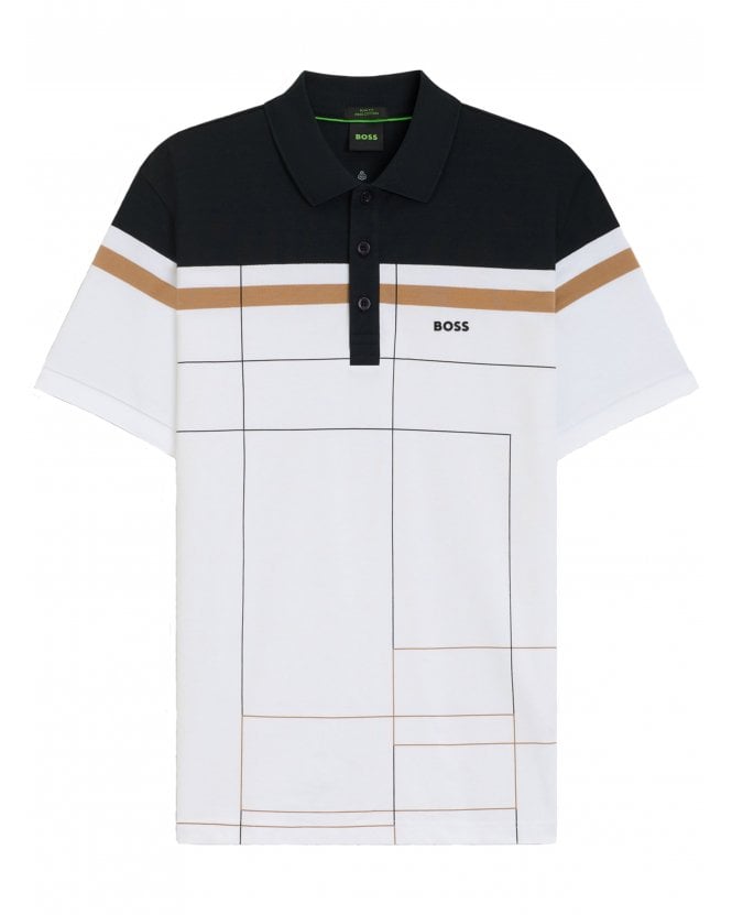 BOSS Mens Paule Goc Quick Dry Polo Shirt Black/White