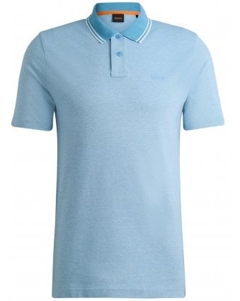 Mens PeOxford Polo Shirt Open Blue