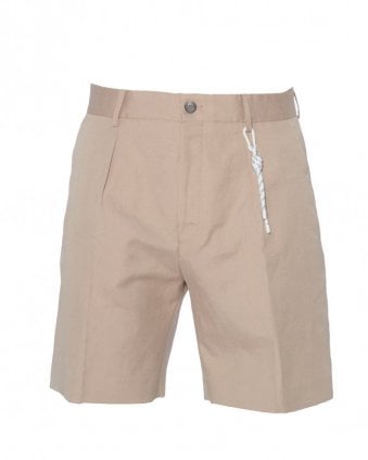 Mens Pepe Light Beige Relaxed Fit Pleat-Front Shorts