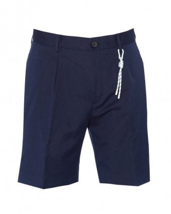 Mens Pepe Navy Blue Relaxed Fit Pleat-Front Shorts