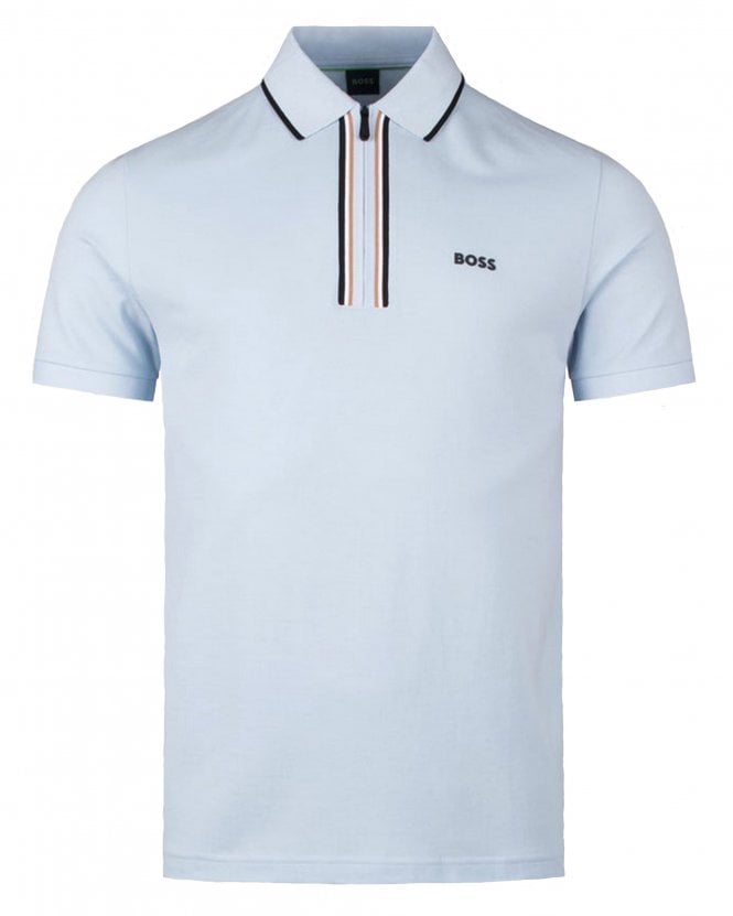 BOSS Mens Philix GOC Active Slim-Fit Quarter Zip Polo - Open Blue