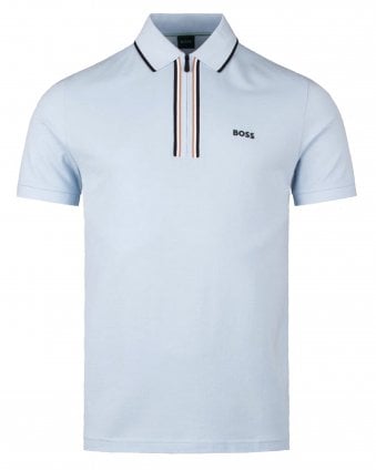 Mens Philix GOC Active Slim-Fit Quarter Zip Polo - Open Blue