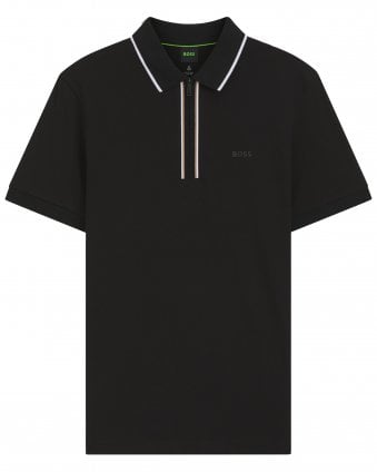 Mens Philix GOC Active Slim Fit Quarter Zip Polo Shirt - Black
