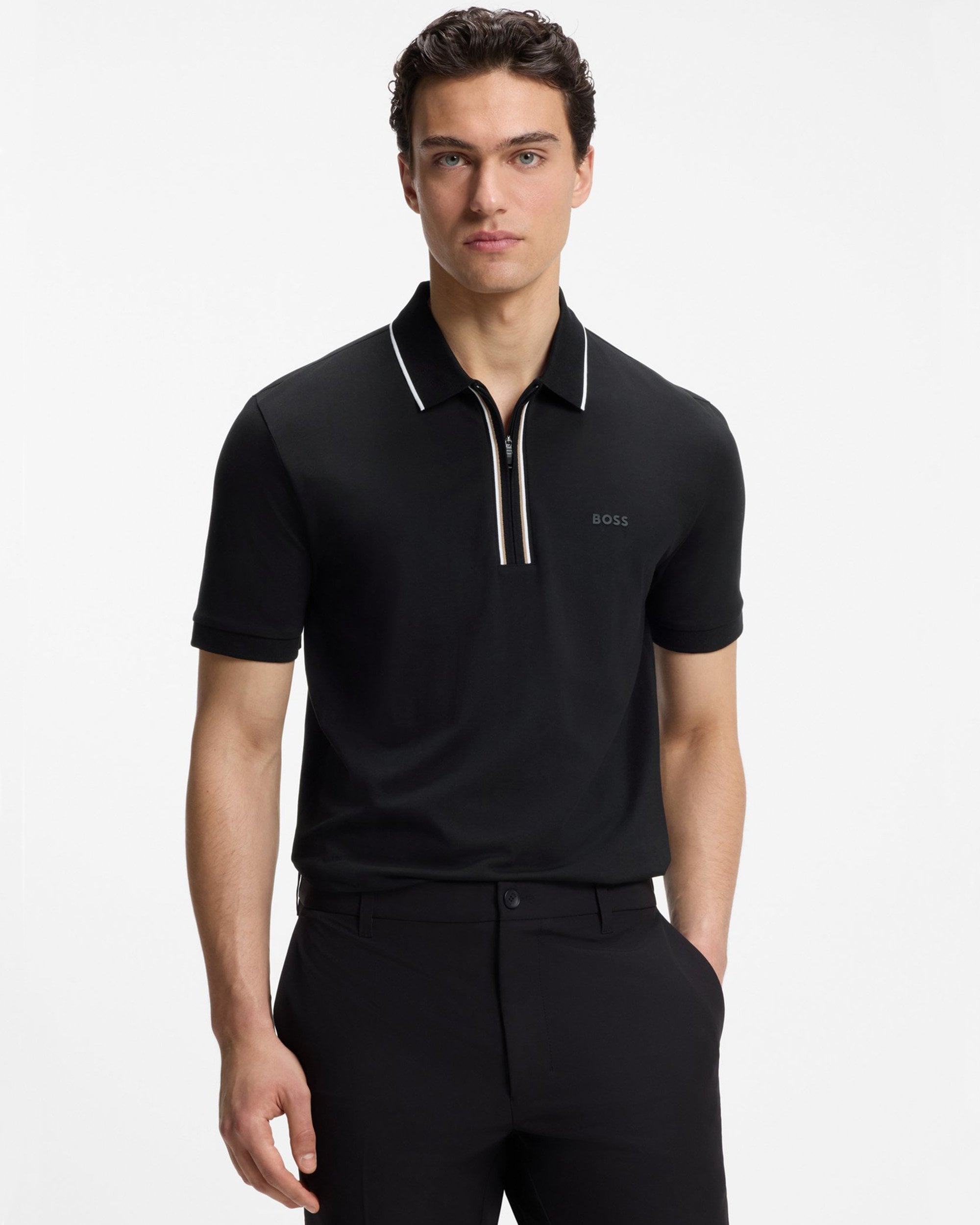 Mens BOSS Black Philix GOC Active Slim Fit Stretch Polo Shirt