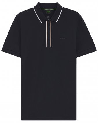 Mens Philix GOC Active Slim Fit Quarter Zip Polo Shirt - Dark Blue 