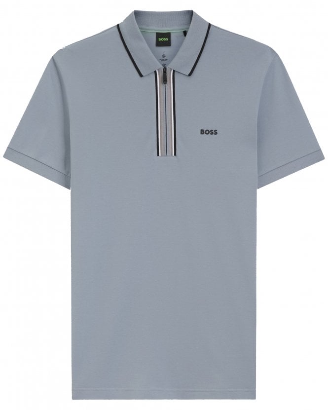 BOSS Mens Philix GOC Active Slim Fit Quarter Zip Polo Shirt - Dark Grey