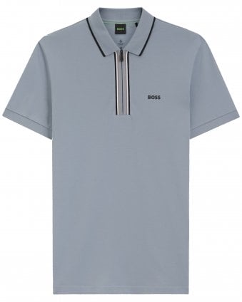 Mens Philix GOC Active Slim Fit Quarter Zip Polo Shirt - Dark Grey