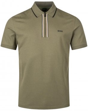 Mens Philix GOC Active Slim-Fit Stretch Zip Polo Shirt - Open Green
