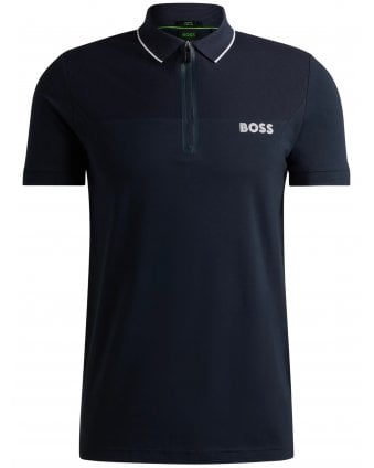 Mens Philix Zip Polo Shirt Dark Blue