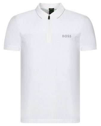 Mens Philix Zip Polo Shirt White