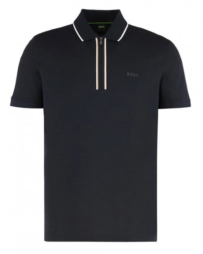 BOSS Mens Phlix Goc Quarter Zip Tipped Slim Fit Polo Shirt - Dark Blue