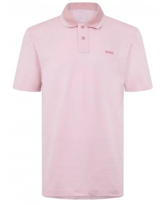 BOSS Mens Pique Oxford Polo Shirt Light Pink