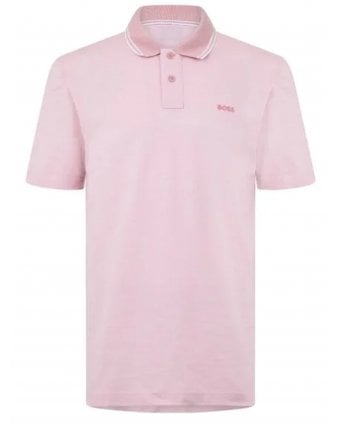 Mens Pique Oxford Polo Shirt Light Pink