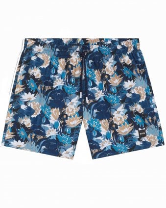 Mens Piranha All-Over Print Swim Shorts - Light Blue