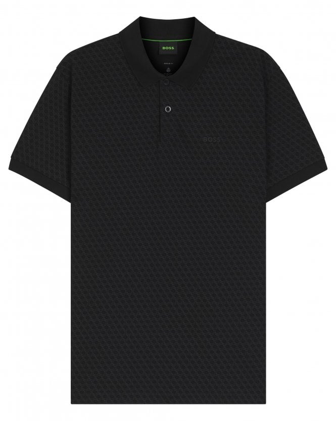 BOSS Mens PL_Goc Chip Pattern Polo Shirt - Black