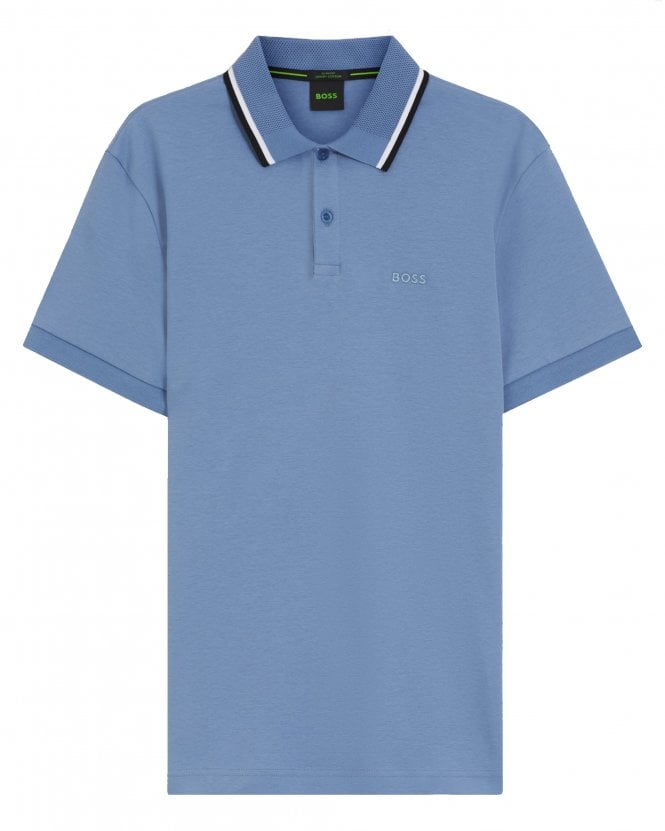 BOSS Mens PL_Join Paddy Active Slim-Fit Stretch Polo Shirt - Light Blue