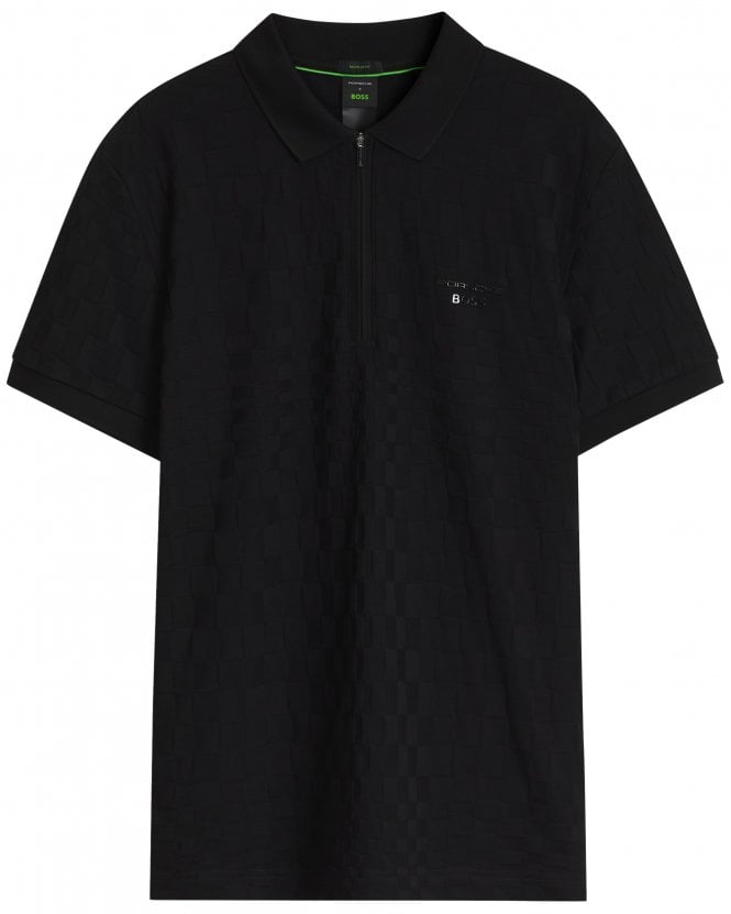 BOSS Mens PL_PS Icons70 Jacq Porsche x Pasha Pattern Polo Shirt - Black