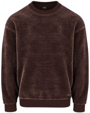 Mens Regular Fit We_Clash Ribbed Textured Sweatshirt - Dark Brown