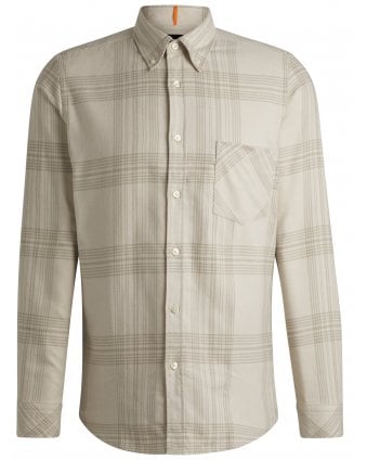 Mens Rickert_M Check Flannel Shirt Beige