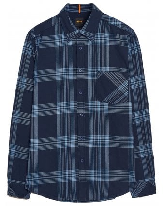 Mens Rickert_M Check Flannel Shirt Dark Blue