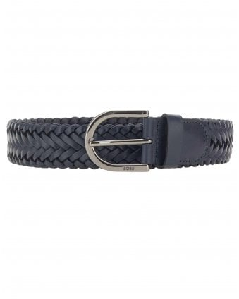 Mens Roul-WNK-SZ_35 Woven Leather Belt - Dark Blue